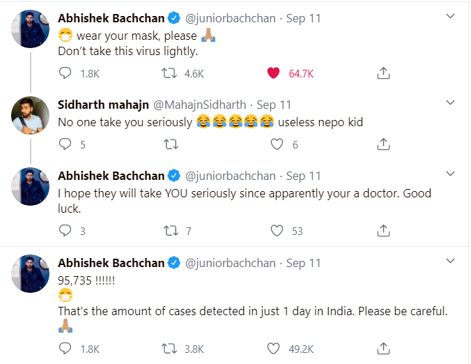 Abhishek Bachchan replying to a troll - Screenshot 2